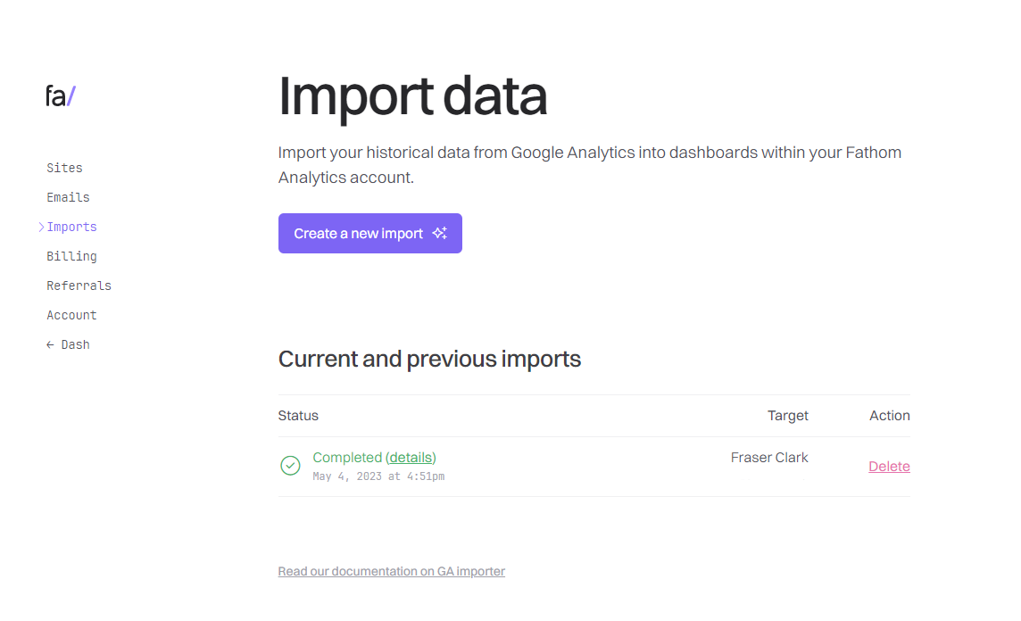 Fathoms analytics importer